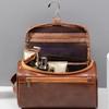 Large Capacity Cosmetic Makeup Bag PU Leather Storage Handbag Hanging Toiletry Bag  Husband