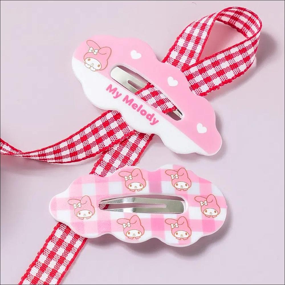 [Sanrio] Daiso Korea My Melody Cloud Snap Hair Clips 2P Set - Cute Pink Character Hairpins (Authentic K-Style) 2EA X 1SET