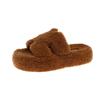 2025 Versatile Font Flat-bottomed Lazy Hair Trawling Niche New H Autumn and Winter Head Casual Fluffy Slippers Female Red Square