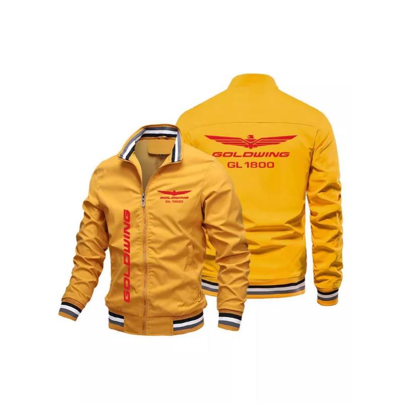 Giacca sportiva antivento da uomo, giacca da baseball con logo auto stampato, moda Primavera e Autunno M giallo