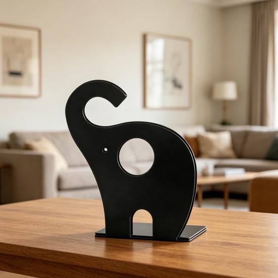 Creative Elephant Bookends, Metal Book Holder for Kids Students, Heavy Duty Non-Slip Desktop File Organizer for Home Office Decor