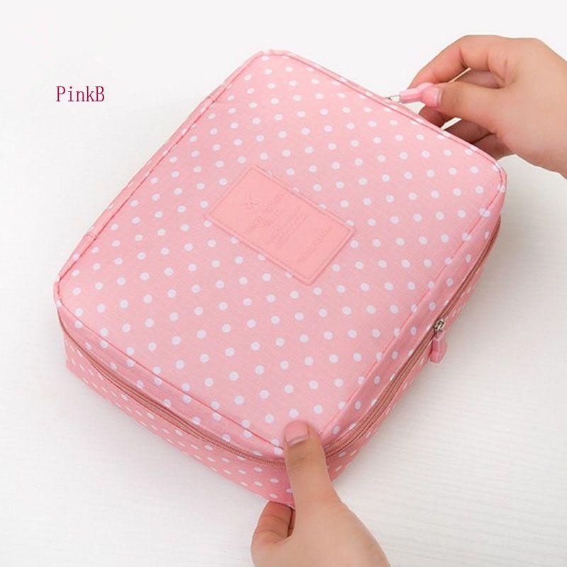 

Floral Rushed Nylon Zipper Women Makeup Bag Cosmetic Bag Case Make Up Organizer PinkB