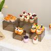 3pcs/4pcs cube glossy black/semi transparent black acrylic dessert cake display stand durable wedding and celebration stand