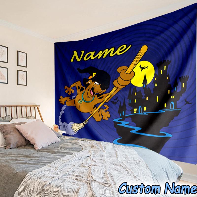 Custom Name Tapestry Scooby dog Tapestry Room Decoration Wall Hanging for Living Room Bedroom, dormitory, Birthday and Christmas gifts