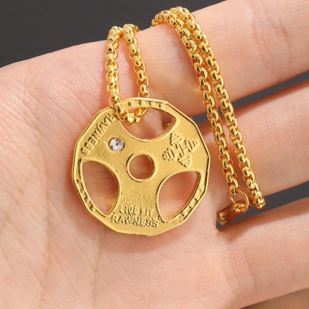 European and American Fitness Dumbbell Plate Sports Barbell Necklace Men's Pendant Jewelry