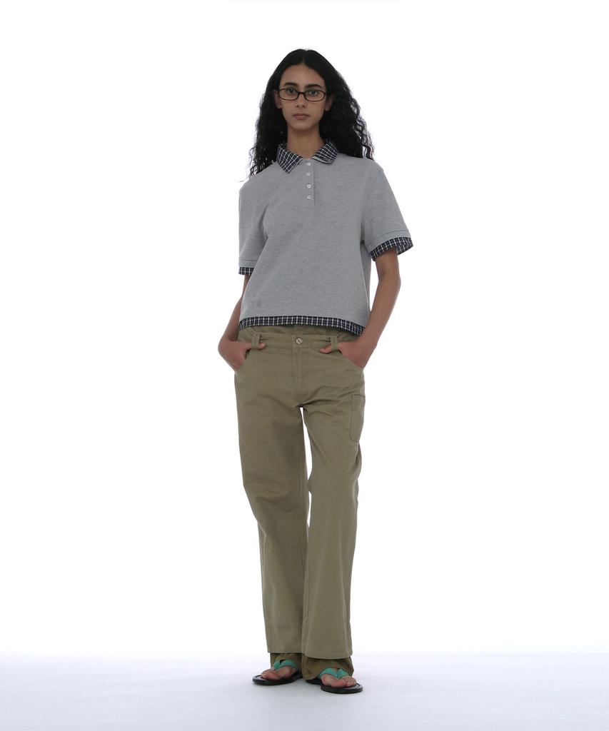 PARTIMENTO WOMEN Double Layered Polo Tee_Melange