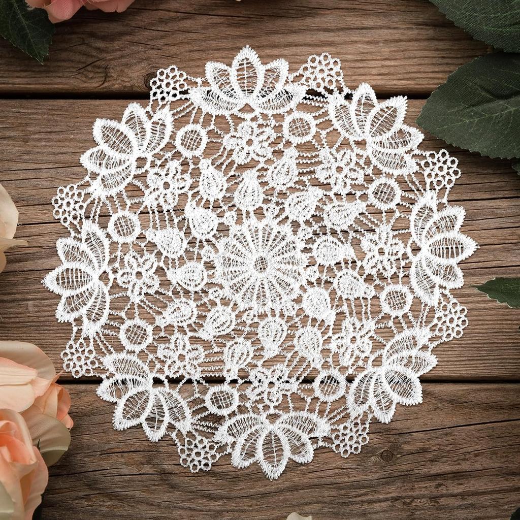 6 Pcs Doilies for Tables 6 Inch Crochet Handmade Lace Coasters Round Laces Placemat Rustic Table Doilies Decors for Kitchen Dining Room Party