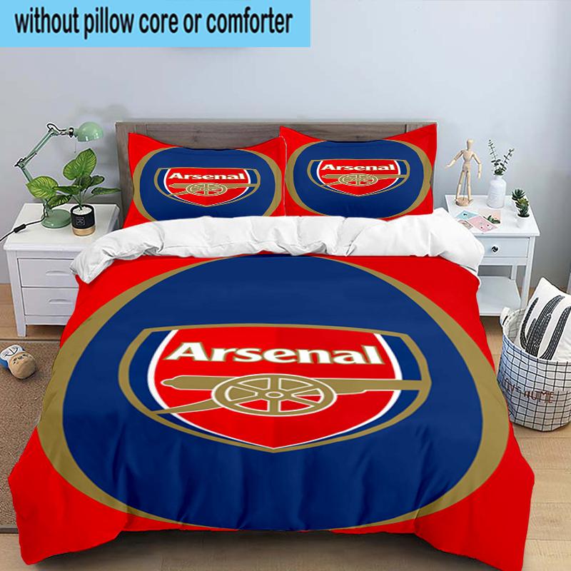 FC Arsenal Wappen 3-teiliges Bettwäscheset 2D-Druck (Enthält 1 Bettbezug + 2 Kissenbezüge Ohne Füllung), Schlafzimmerdekoration, Ventilatorgeschenk