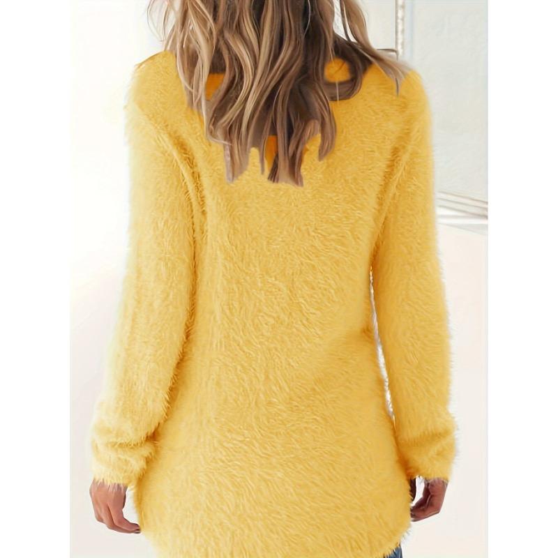 European American Style Casual Crew Neck Long Sleeve Pullover Knit Sweater