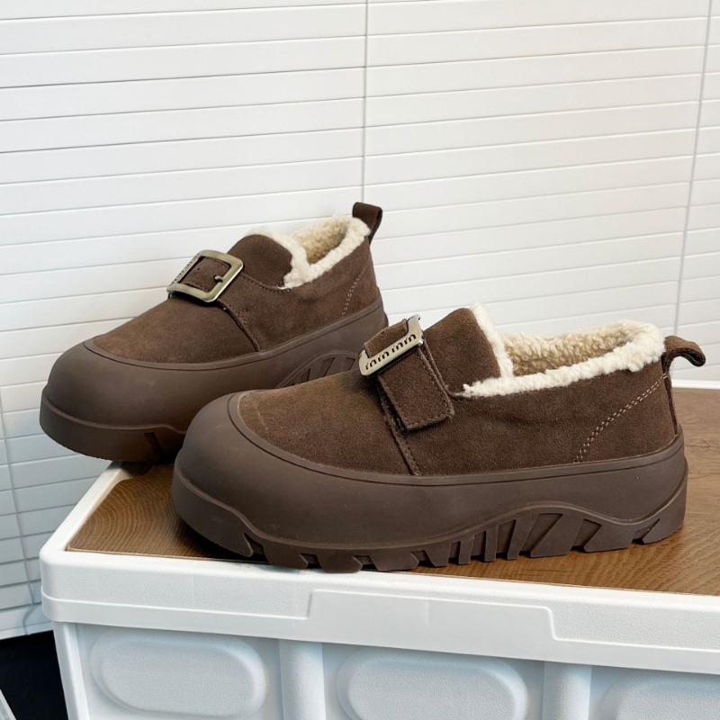 Leather Velvet Thick-soled Non-slip and Versatile All-inclusive New Shoes Women's Soft-soled Boken Women's Shoes