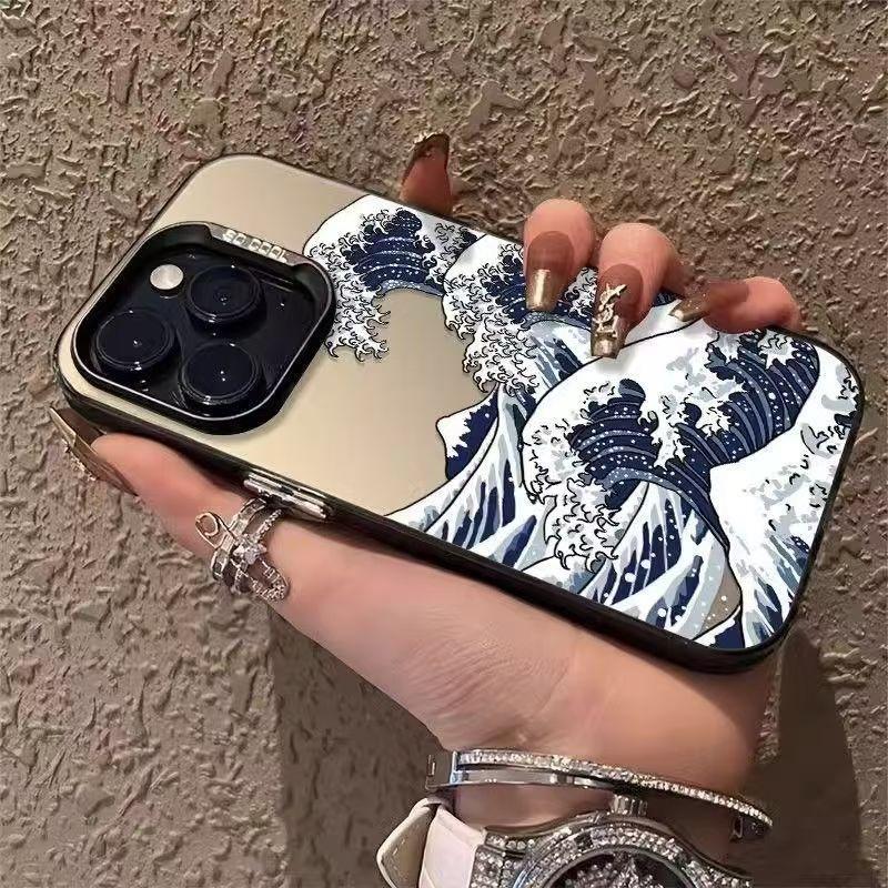 Stormy waves apple 16promax mobile phone case iPhone15 colored silver 14pro matte 13/12/78/x/xs
