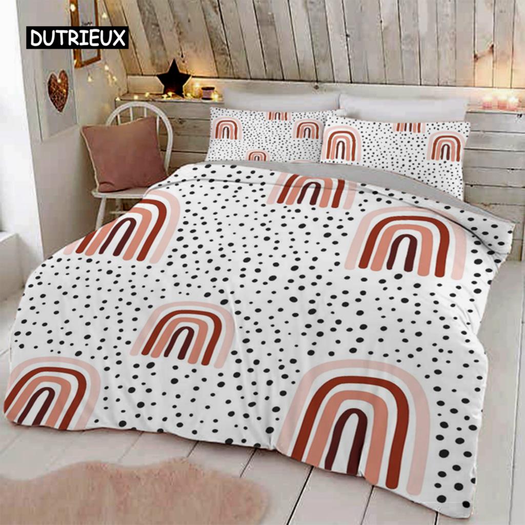 Trendy Pastel Colors Rainbow Bedding Set Baby Kids Duvet Cover 150x210 135x200 With Pillowcases And Zipper