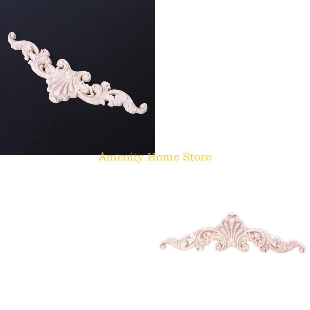 F26C Wood Carved Decal 4pcs Corner Onlay Applique Unpainted Frame Decoration for Home Bedroom Office Sofa Bed Decor Supplies