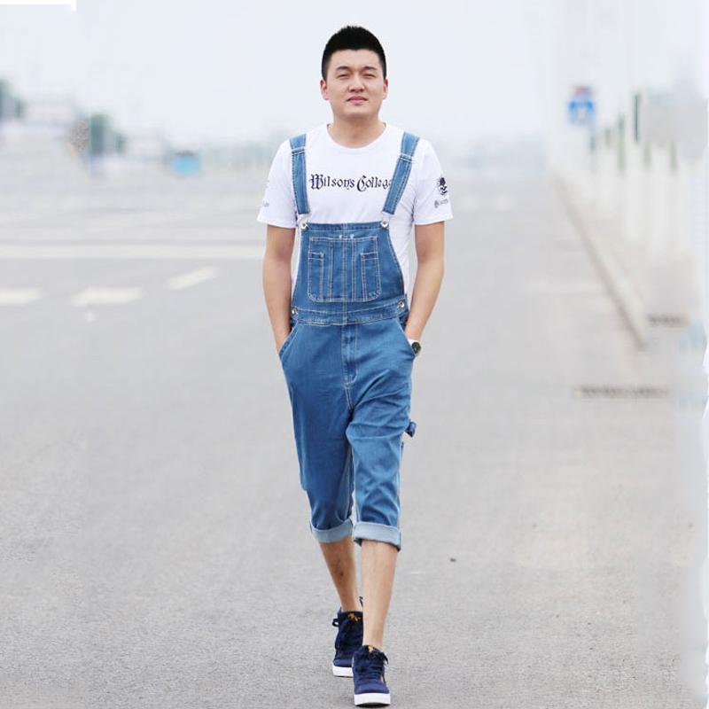 

Men s Denim Overalls Large Size Strap Straight Pants Light Blue Shorts 50 світло-синій колір