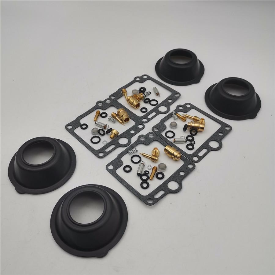 4 Set Carburetor Rebuild Kit with Diaphragm Vacuum For Yamaha XJ700X Carb Repair