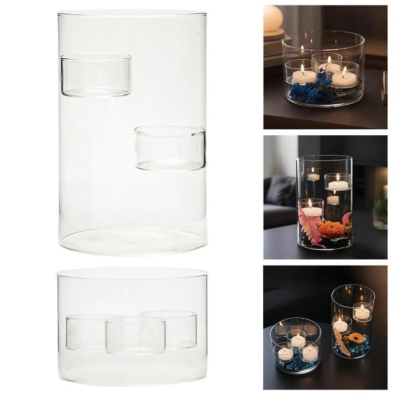 Glass Candle Holder Cylinder Candle Stand,Elegant,Decorative Decorative for Tea Light for Home Table Centerpiece Decoration