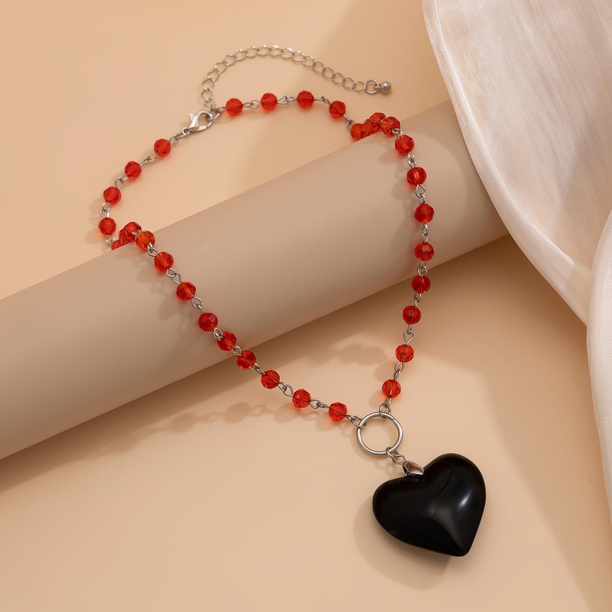 

Стеклянная подвеска «любовь», простое ожерелье, персонализированное милое и крутое модное ожерелье из черных хрустальных бусин.