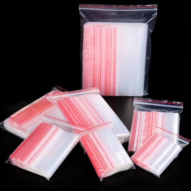 80 Microns 500-100PCS/bag, High Transparent PE Zipper Bag Reusable Plastic Self Sealing Bag Sugar Candy Dry Gift Storage Bag