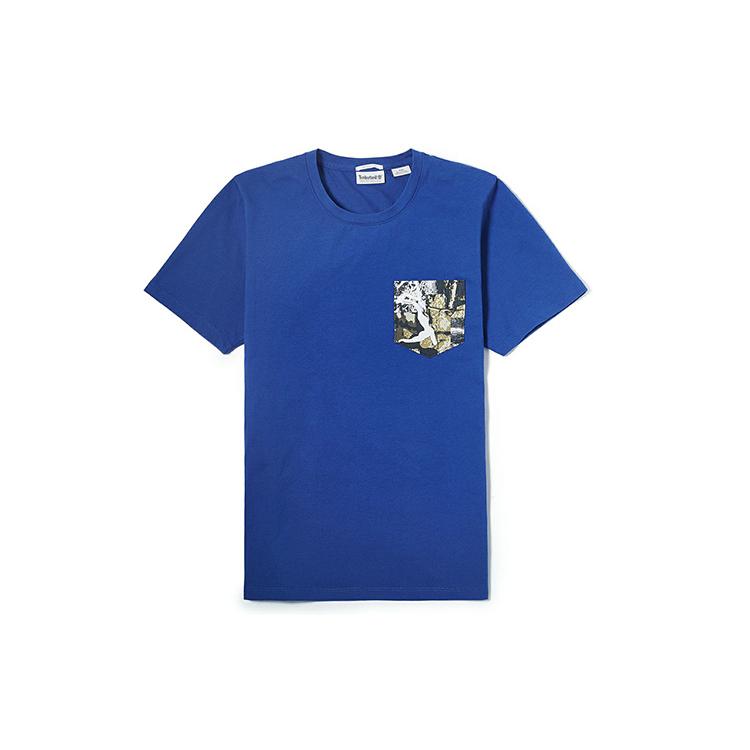 Timberland T-Shirts Men's Blue Crew Neck Moderate Straight Fit A1Z1U-454