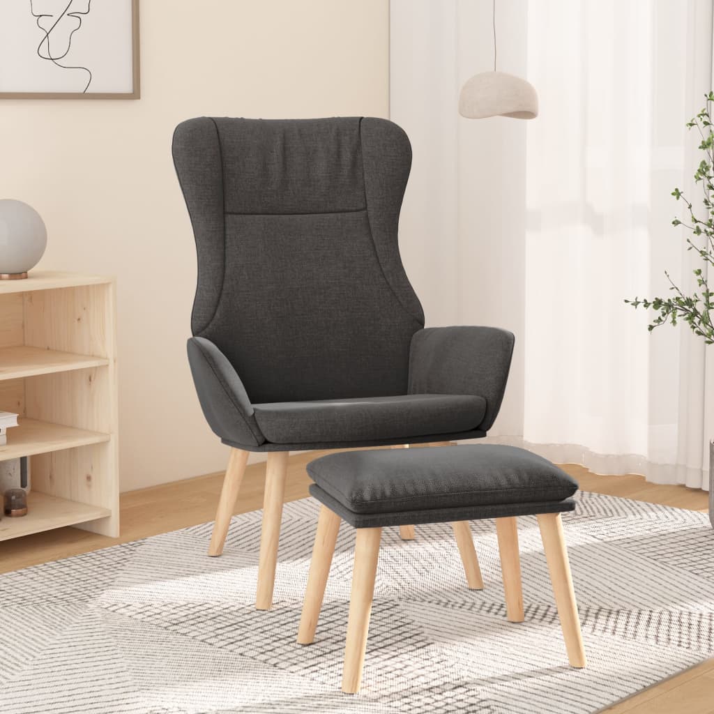 Recliner Chair with Ottoman Dark Gray Fabric