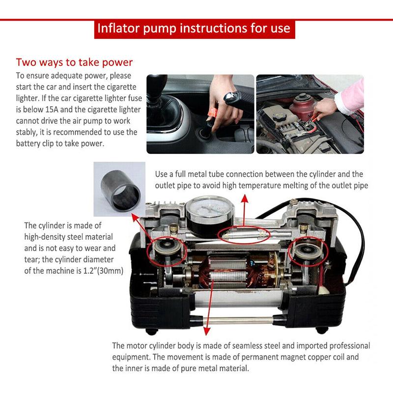 Portable Heavy Duty 12V 150PSI Air Compressor Pump Car Truck Tire Inflator for Bike