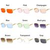 Rimless Rectangle Sunglasses Retro Clear Ocean Lens Sun Glasses Cheetah Decoration Shades UV400 Eyewear for Women Men
