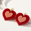 1 Pair of Red Pink Color Scheme Stud Earrings Peach Heart Love Classic Trendy Personality Vacation Ear Jewelry