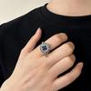 S925 Sterling Silver Thai Vajra Ring with Rotating Nan Hong Agate, Retro Ethnic Style, Adjustable for Men and Women.