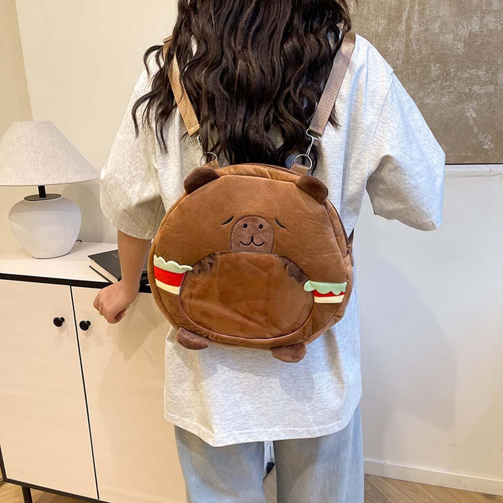 Soft Creative Ita Bag Cute Cartoon Doll Daypack Thickened Capybara Plush Backpack  Friends