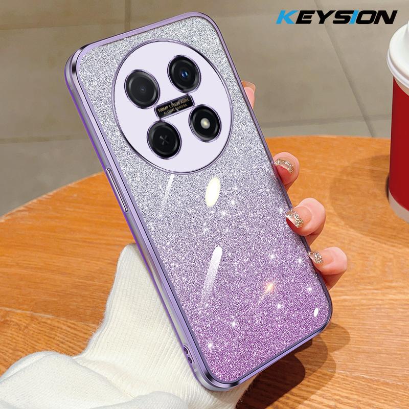KEYSION Luxury Plating Glitter Phone Case for Huawei nova 13i 12i Transparent Soft TPU Shockproof Back Cover for Huawei nova 12i 13i