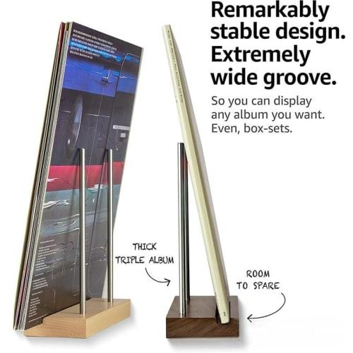 Bule Maple Wooden Record Stand, Record Storage Rack (Black Walnut)