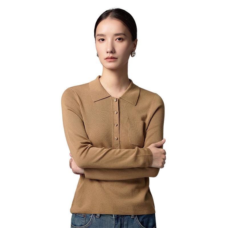 Le Ka Sha 2026 Women's 100% Pure Wool Polo Collar Long Sleeve Knit Pullover