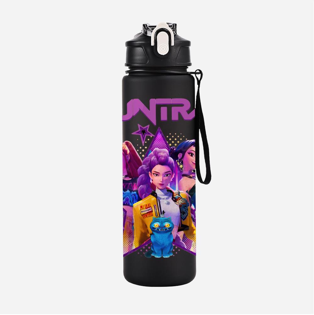 750Ml Water Bottler Anime K-Pop Demon Hunters Printed Character Water Cup Large Capacity Outdoor Portable Rope Drinking Bottle for Boy Girl Gift