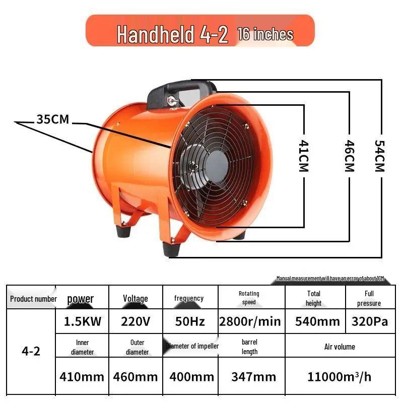220V Portable Axial Fan - Mobile Industrial Tunnel Exhaust Ventilation Blower