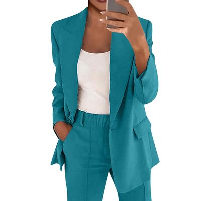 Γυναικείο κοστούμι κάζουαλ μακρυμάνικο μονόχρωμο πέτο Ζακέτα κοστούμι παντελόνι