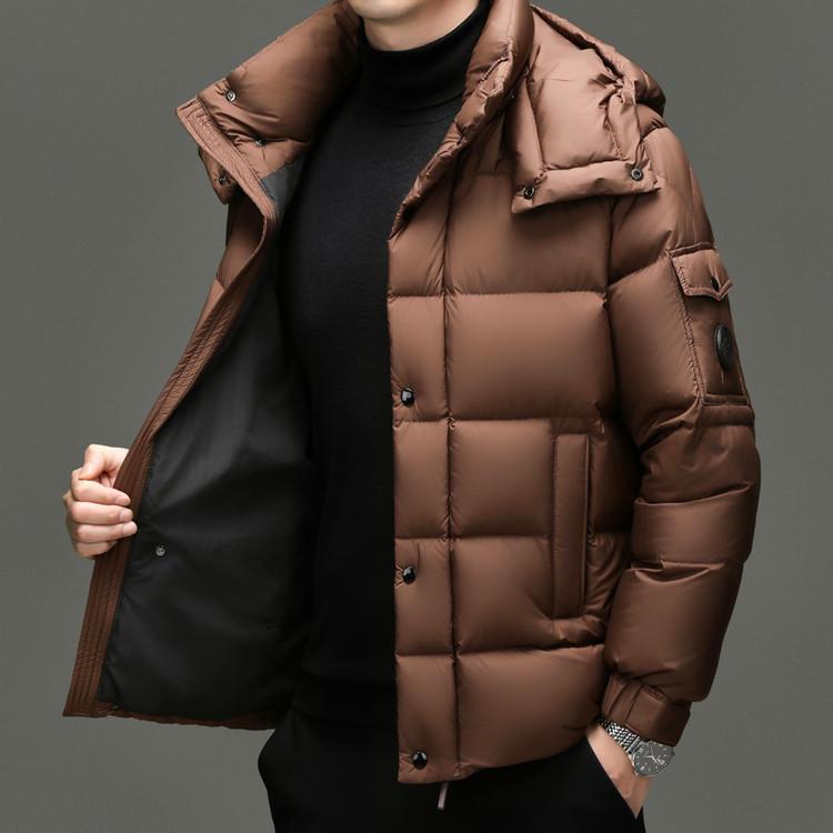 

2025 Men s Winter Detachable Hood Business Casual Duck Down Jacket - Warm & Trendy 2XL кавовий