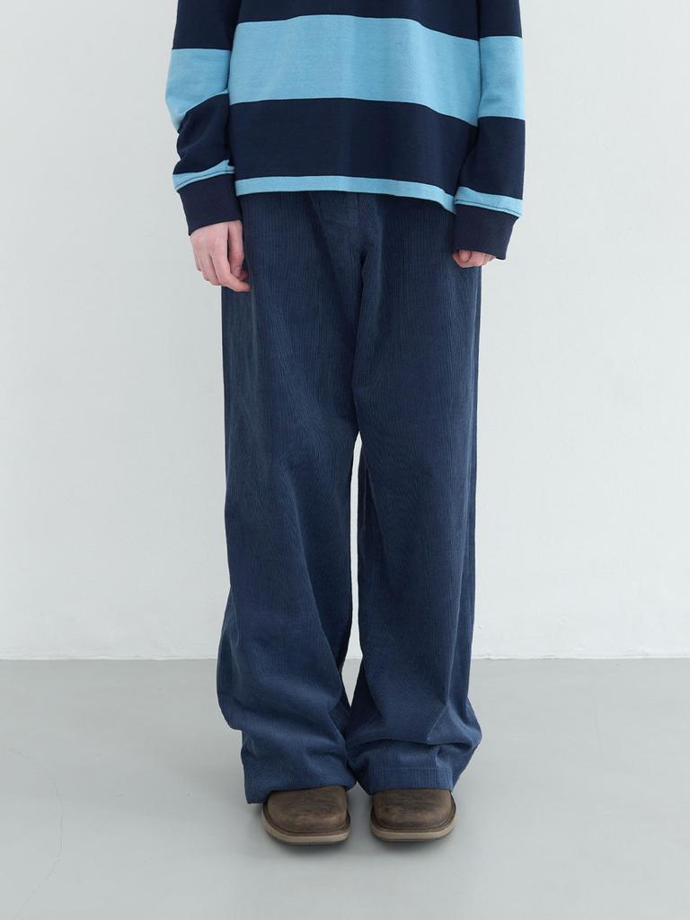 ENZO BLUES Corduroy Wide Pants (Deep Blue)
