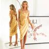 Women's Satin Pleated Fishbone French Dress Women's Ebay Mesh Suspender Dress