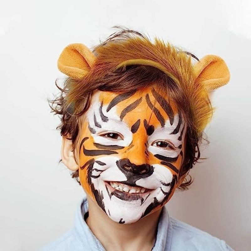 Set Costum Leu Banda de Păr cu Urechi de Leu Coadă Animale Costum Cosplay Leu Accesorii Costum de Mască Leu Adulți Copii