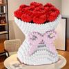 2024 Valentine's Red Rose Bouquet Building Blocks Puzzle for Kids