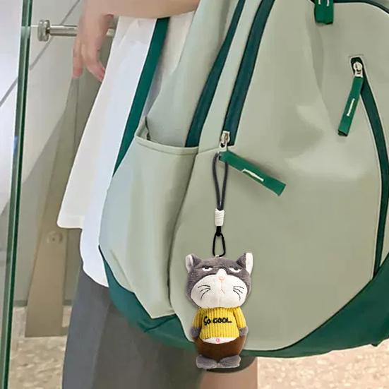 Kawaii Plush Pendant Cute Animal Keychain Soft Fluffy Tsundere Emoticon Bag Charm for Backpack Purse