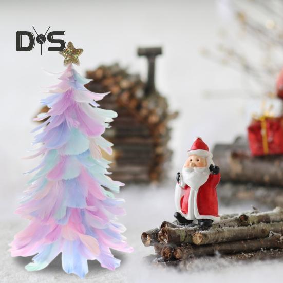 Fjäder julgran Bordsdekoration Handgjord trädfigur med Star Topper Holiday Home Centerpiece för jul nyårsfest