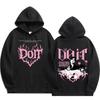 Stray Kids Seungmin Do It Graphic Hoodie, Front & Back Pink Flame Heart Print K‑pop Fan Pullover Hooded Sweatshirt