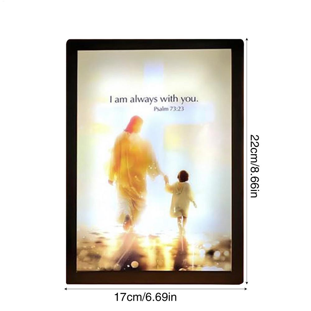 

Jesus Lamp 4D LED Christ Frame Light Home Decor Accents Wall Art Study Living Room Bedroom Luminous Decoration LED Painting Lamp
