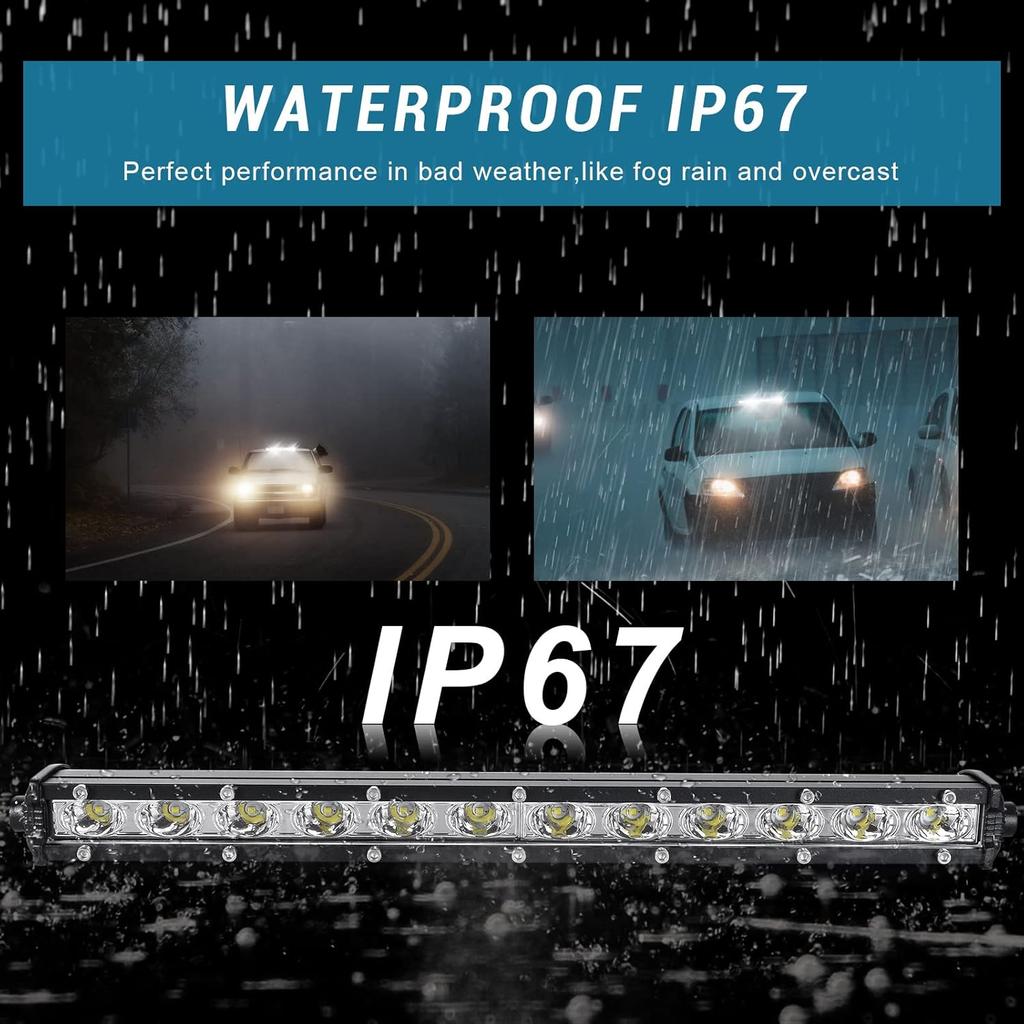 Nifeida 14" Led Light Bar 80W 8000Lm Single Row Led Light Bar Off Road Lights Waterproof Flood & Spot Beam Combo Light For Truck Off Road Pickup SUV