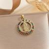 New Gold-plated Colored Zircon Pendant Retro Virgin Mary Series All-match Temperament Pendant Necklace Jewelry Random