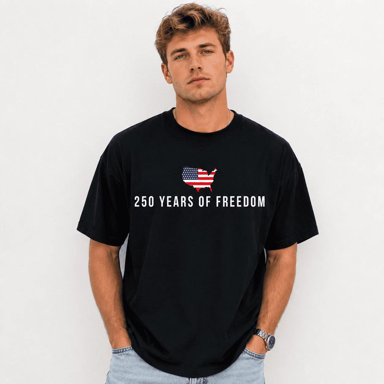 250 Years of Freedom USA Flag 250th Anniversary 4th of July T-Shirt XL