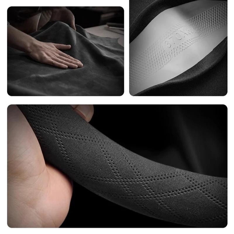 For Leapmotor T03 C10 C16 Car Steering Wheel Cover D Type Suede Ultra-thin Non-slip Breathable Handle Cover Interior Accessories