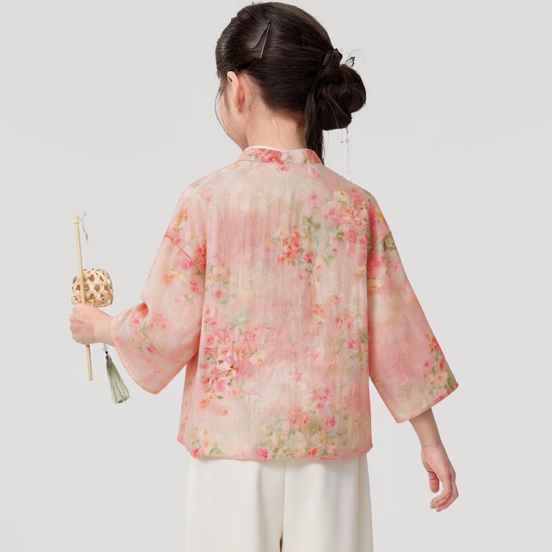 Girls' New Chinese Style Rose Cardigan