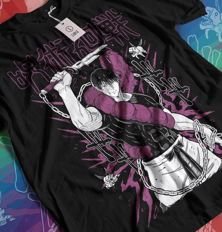 Jujutsu Kaisen Fushiguro Toji T-shirt Anime Horror Black Short Sleeve All Size